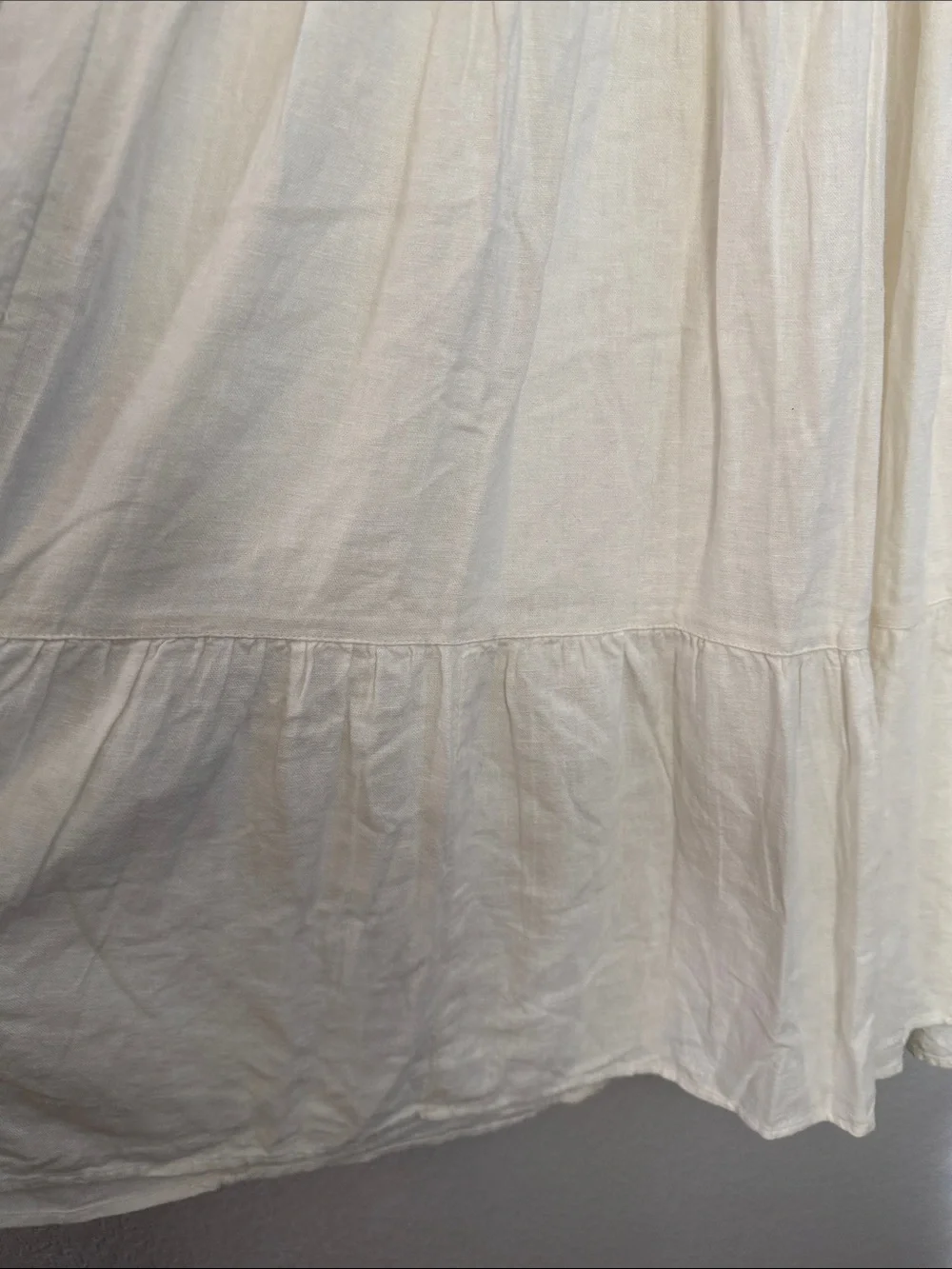 Abercrombie & Fitch Ivory Puff-Sleeve Smocked Tiered Maxi Dress